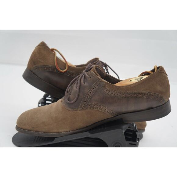 JOHN VARVATOS Men\'s Buck Saddle Oxford Shoes Size 10.5M Suede Leather Tan Brown main image 10